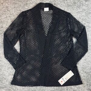 Bali Mesh Cardigan Womens XS Black Open Knit Fishnet‎ Layering Beach Festival